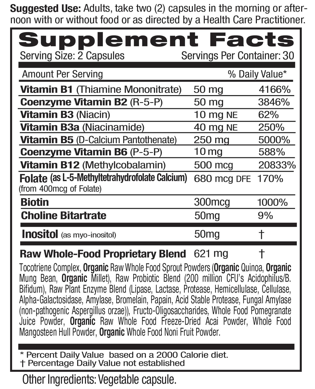 Etiqueta vegana de Emerald Labs B-Healthy, garantía de producto apto para veganos.