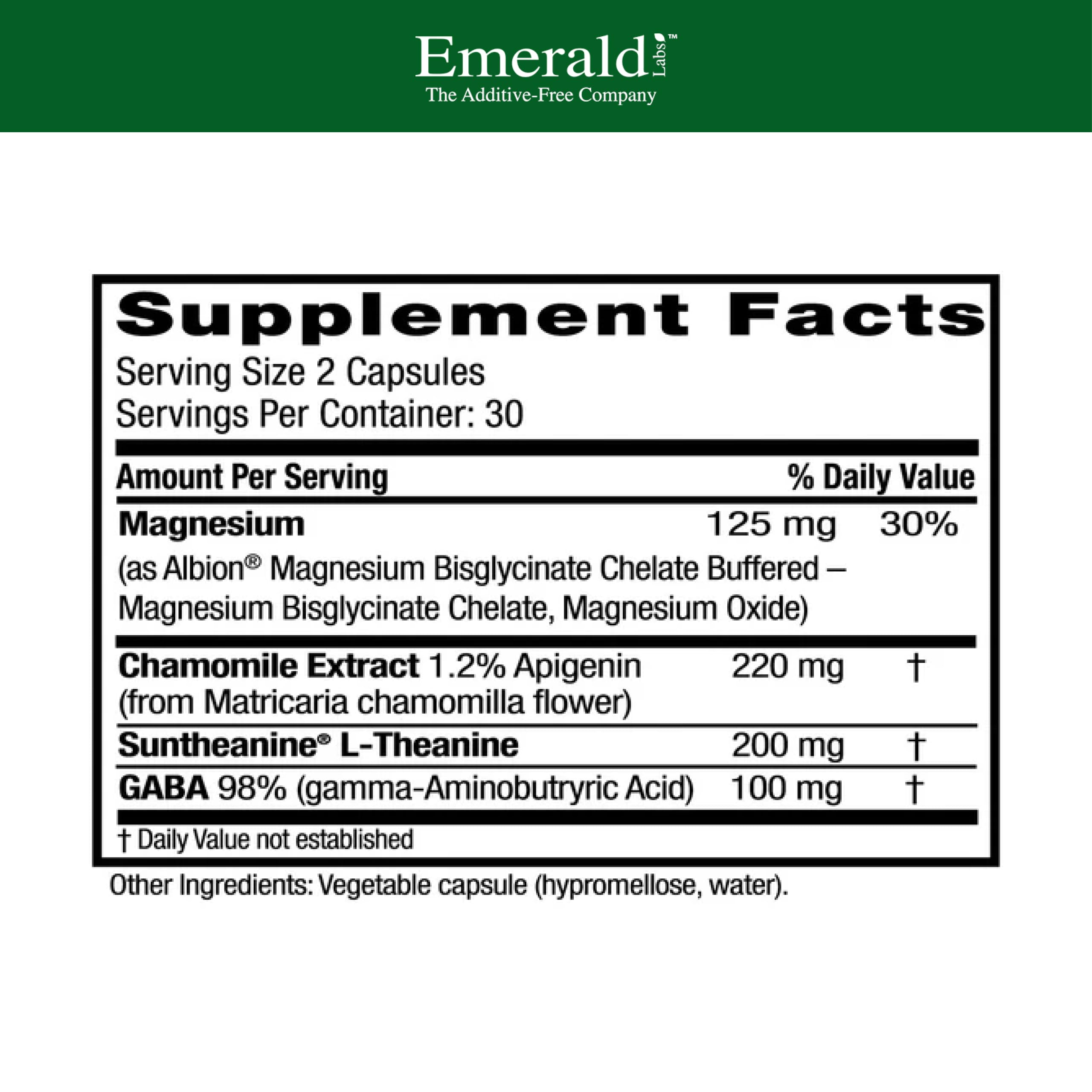Cápsulas de Cerebral Calm de Emerald Labs, formato vegetariano para bienestar mental.