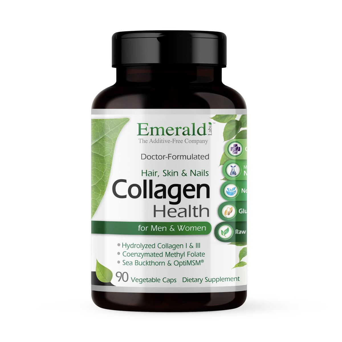 EMERALD LABS Colágeno Hidrolizado, cápsulas vegetales para cabello, piel y uñas saludables
