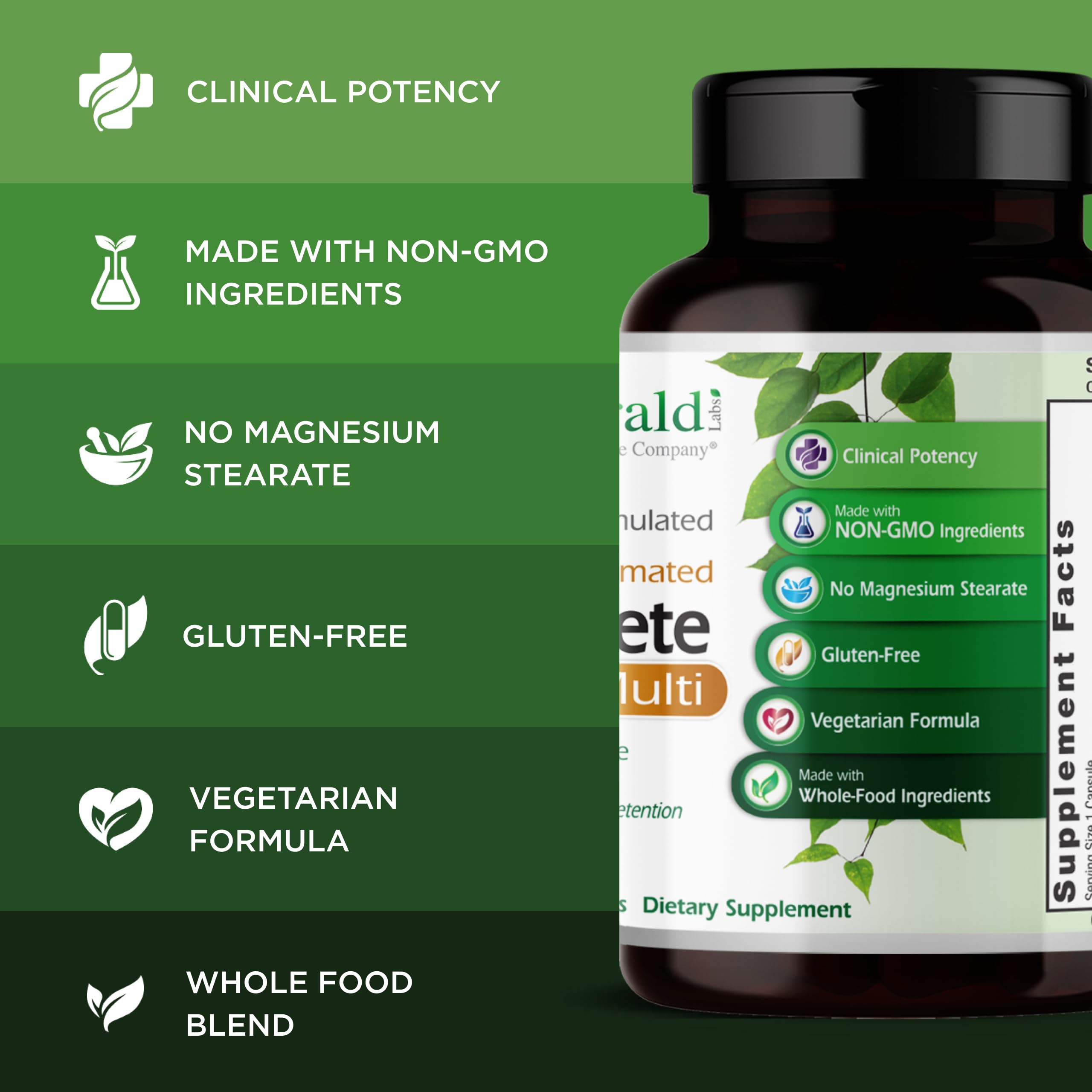 EMERALD LABS multivitamínico diario completo, probióticos y enzimas en el frasco
