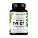EMERALD LABS Vitamina D3+K2 en botella vegetal para huesos saludables