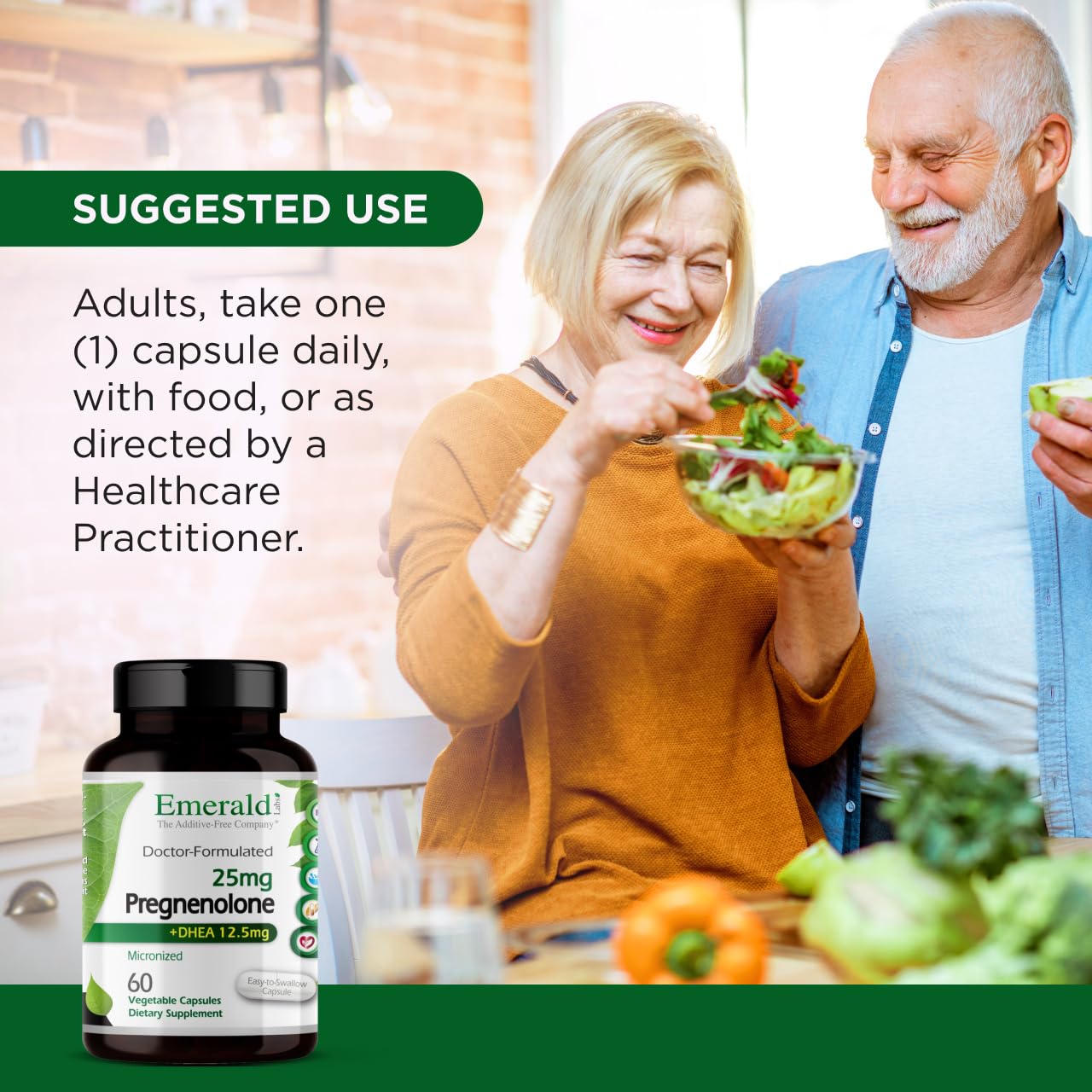 Emerald Labs detalle de etiqueta con información de nutrientes.