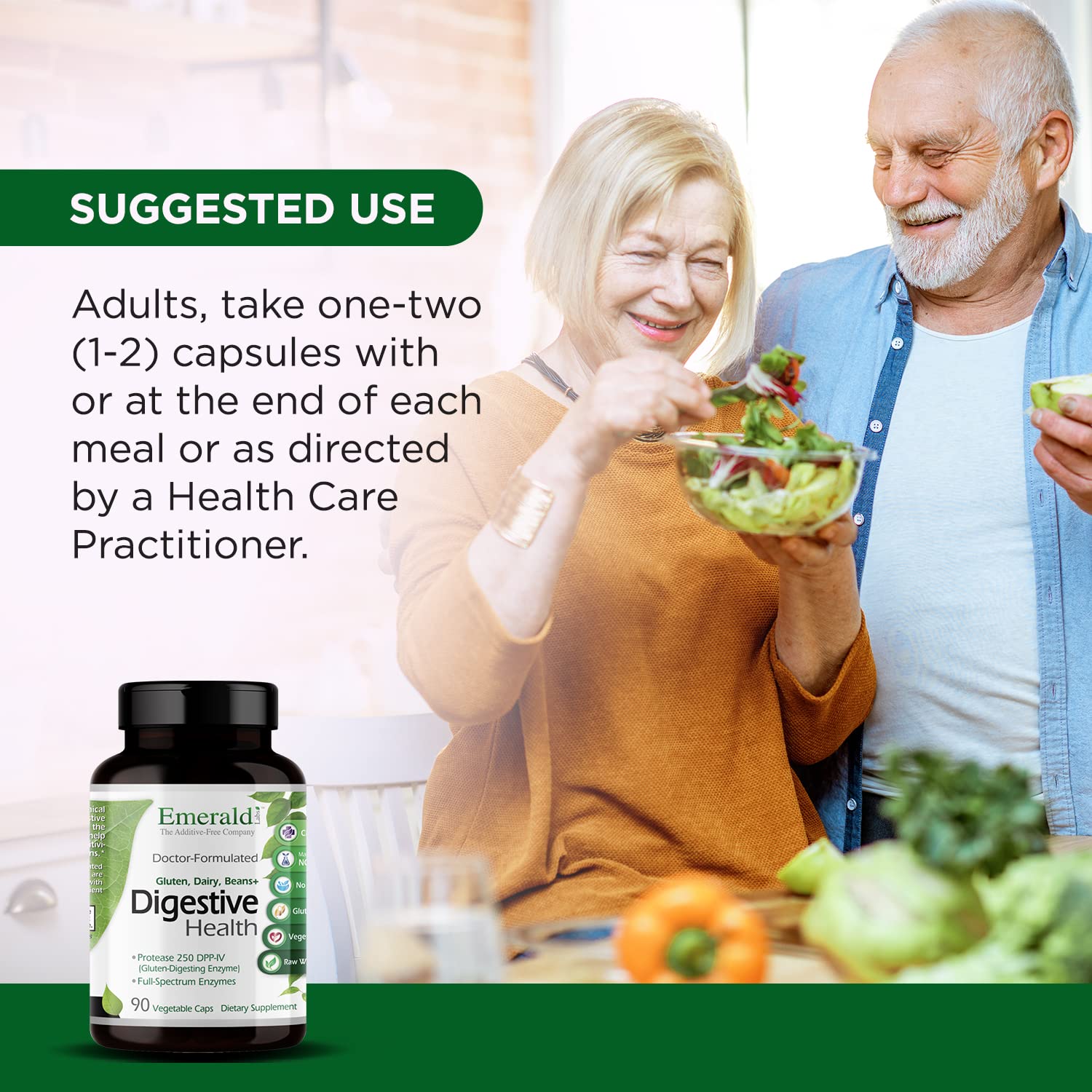 EMERALD LABS Enzimas Digestivas, mezcla vegetal para una digestión suave.