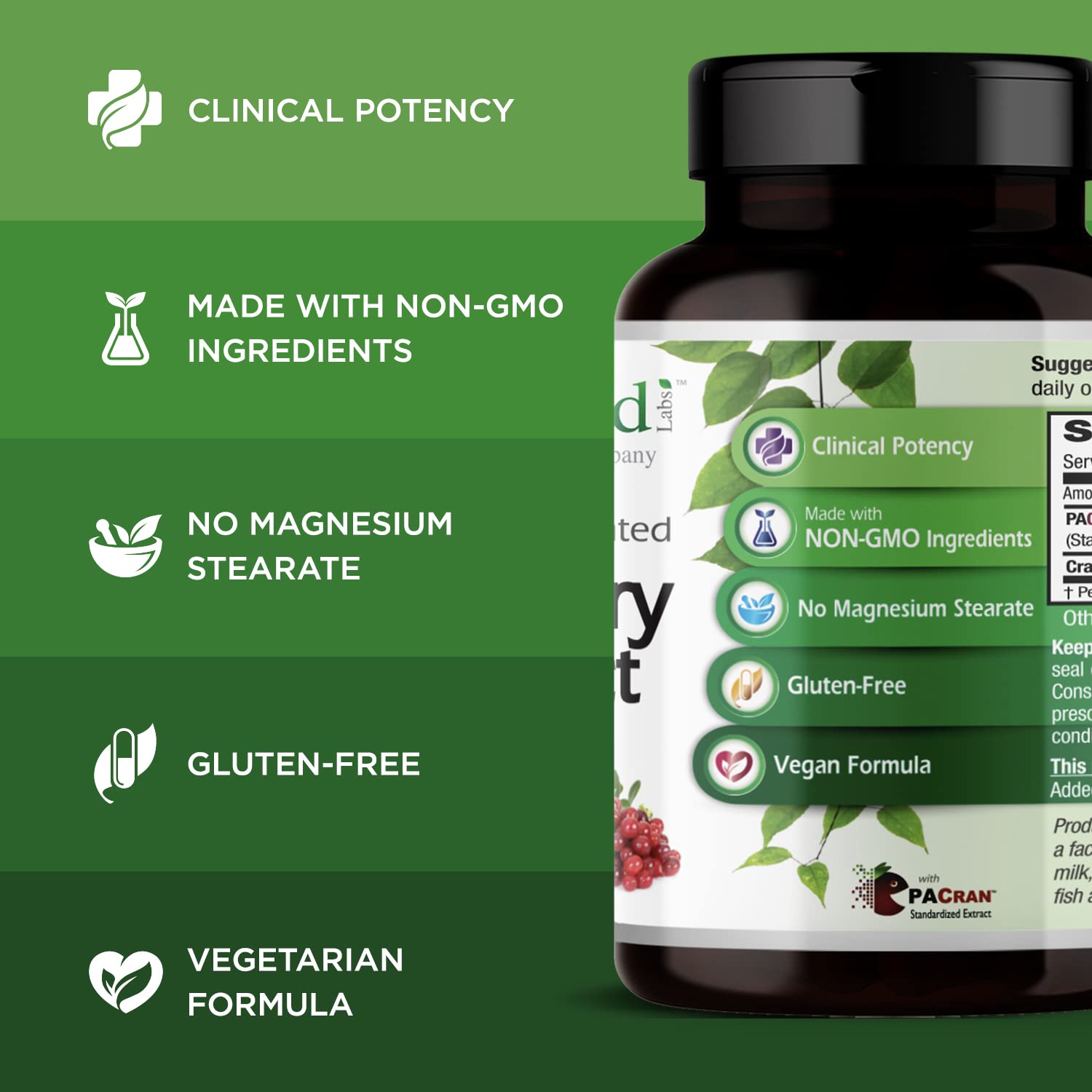 Etiqueta del producto Emerald Labs con información de arándano