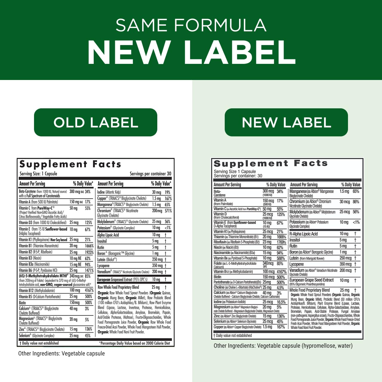 EMERALD LABS etiqueta clara con información sin aditivos