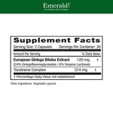 Frasco de EMERALD LABS Ginkgo Biloba Extract con 60 cápsulas para uso diario