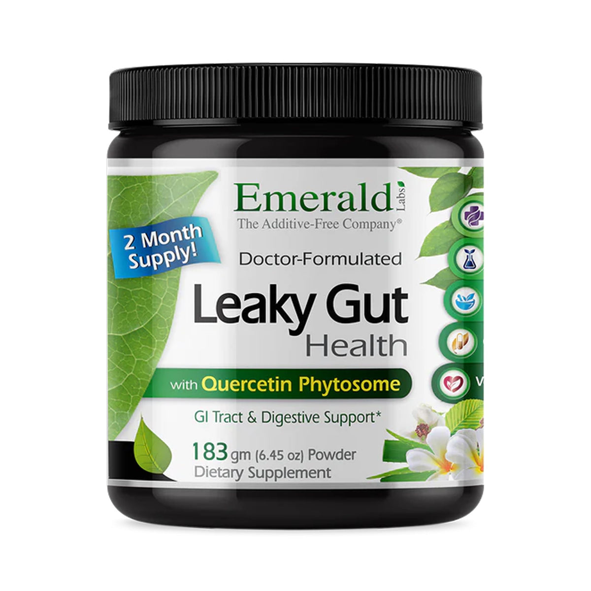 Emerald Labs, botella Leaky Gut, apoyo digestivo diario.