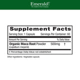 Cápsulas de Emerald Labs Maca en bote para equilibrio hormonal