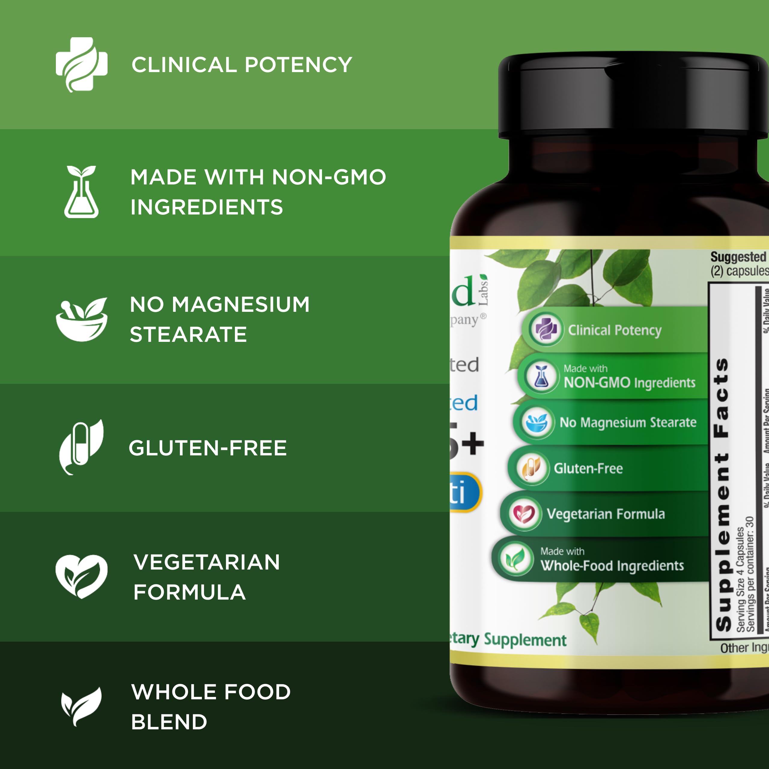 Presentación en caja EMERALD LABS Men 45+ sin gluten y vegetariano.