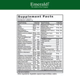 La etiqueta EMERALD LABS Men 45+ resalta la salud ósea.
