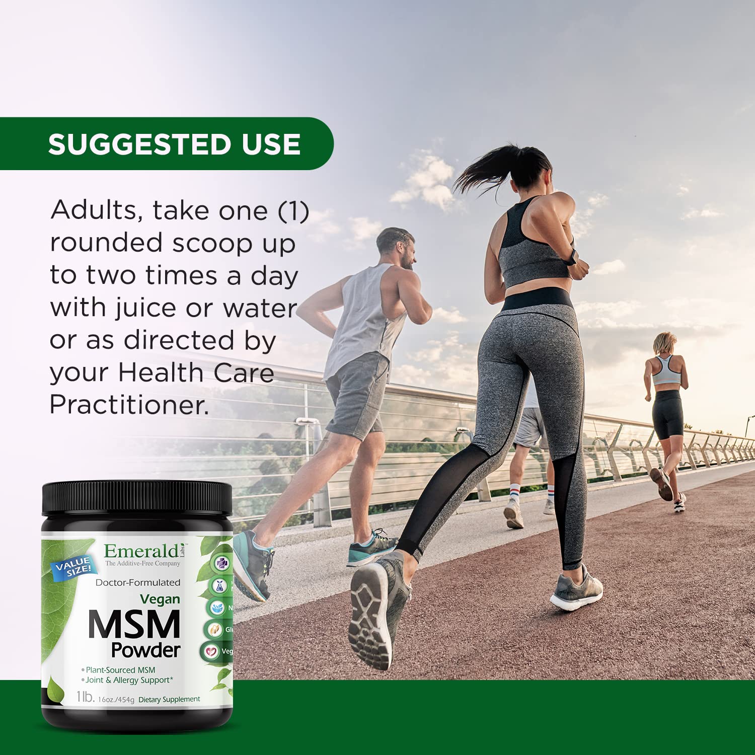 Emerald Labs MSM polvo, fórmula sin aditivos y de calidad superior