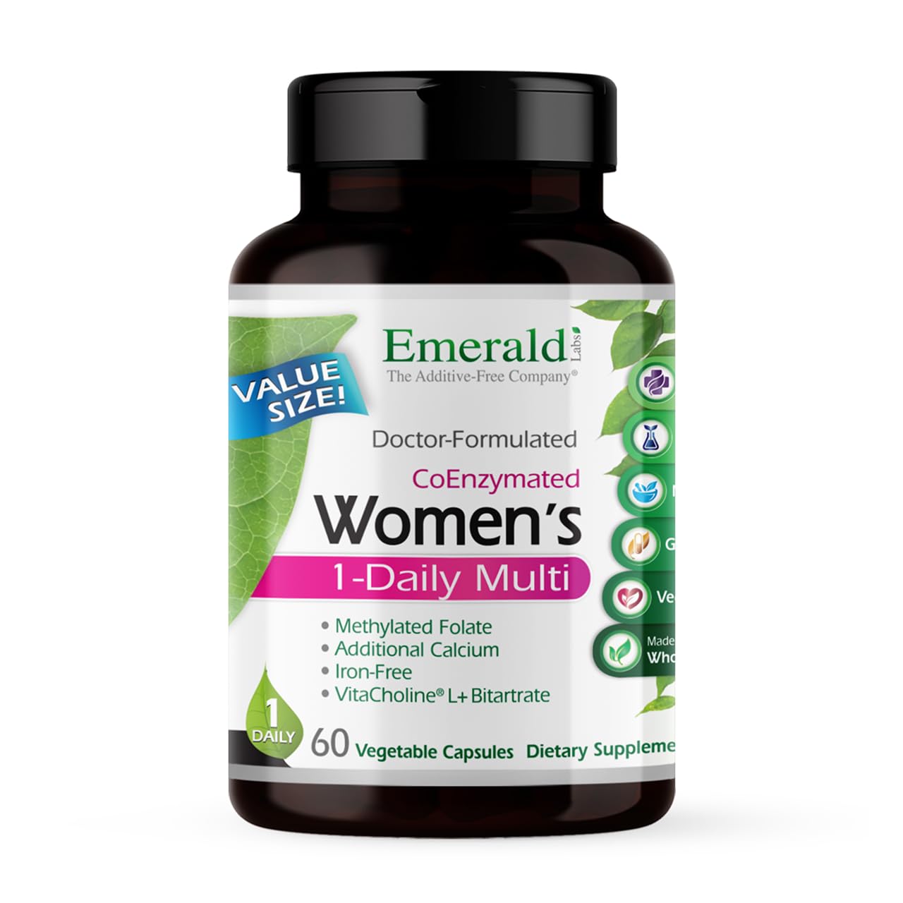 EMERALD LABS Mujer 1-Diaria Multi: frasco de cápsulas para nutrición diaria