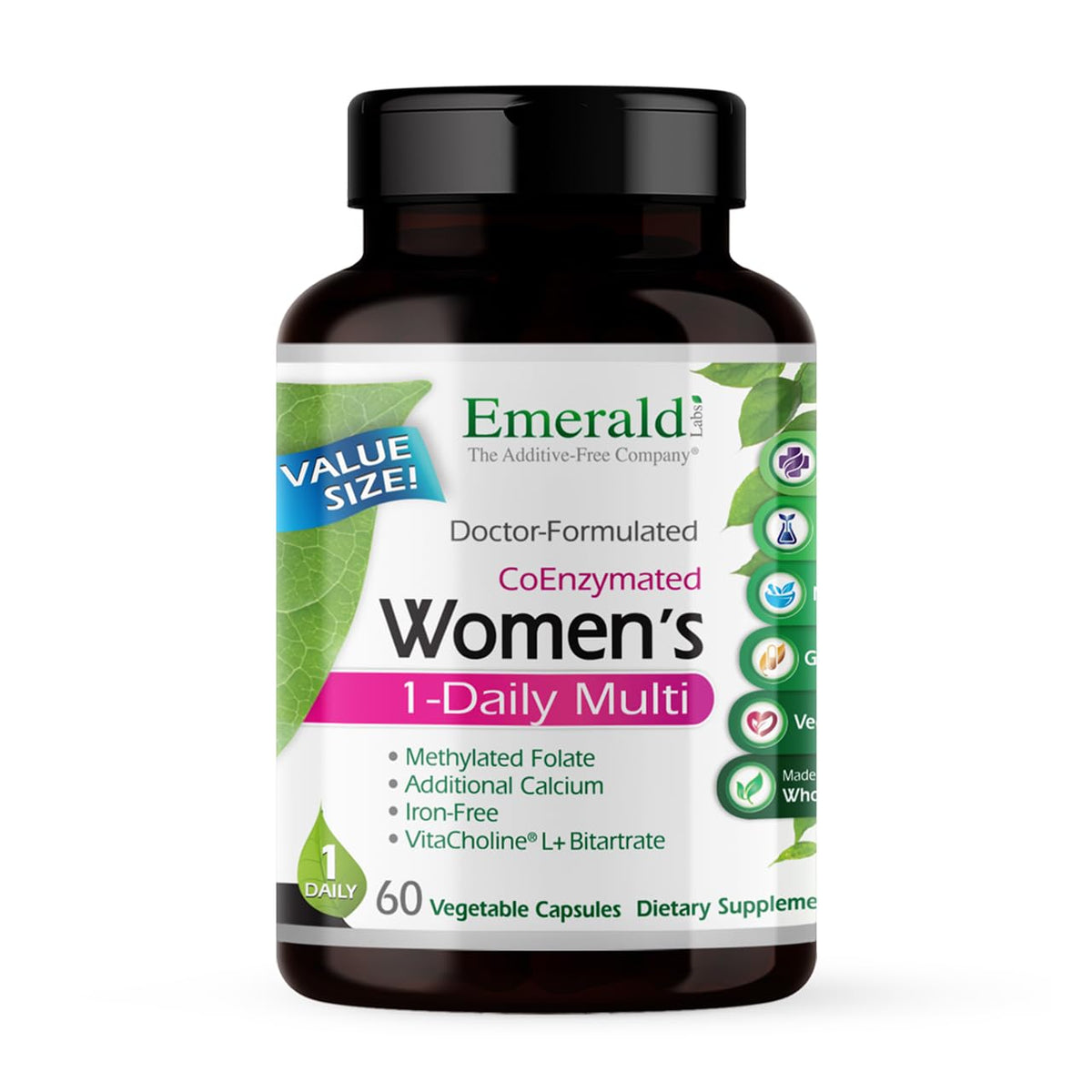 EMERALD LABS Mujer 1-Diaria Multi: frasco de cápsulas para nutrición diaria