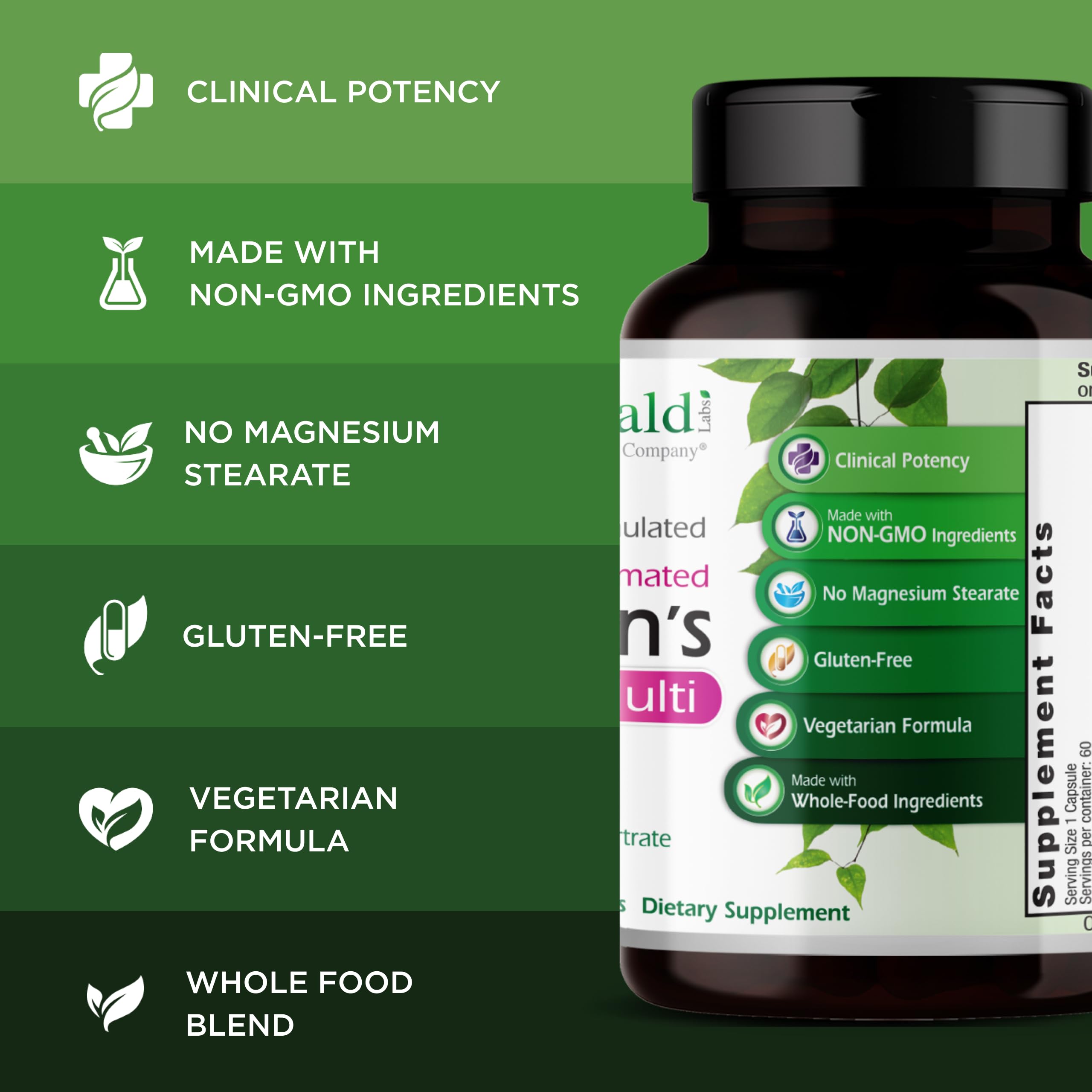 EMERALD LABS Mujer 1-Diaria Multi: frente del envase con logo y texto