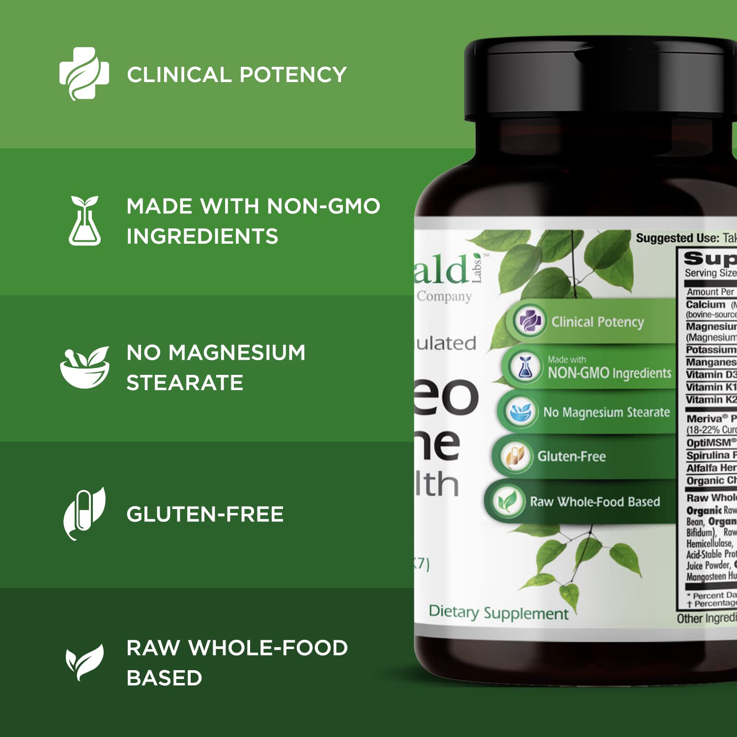 Emerald Labs Osteolab: Meriva Phytosome para mejor absorción de nutrientes.