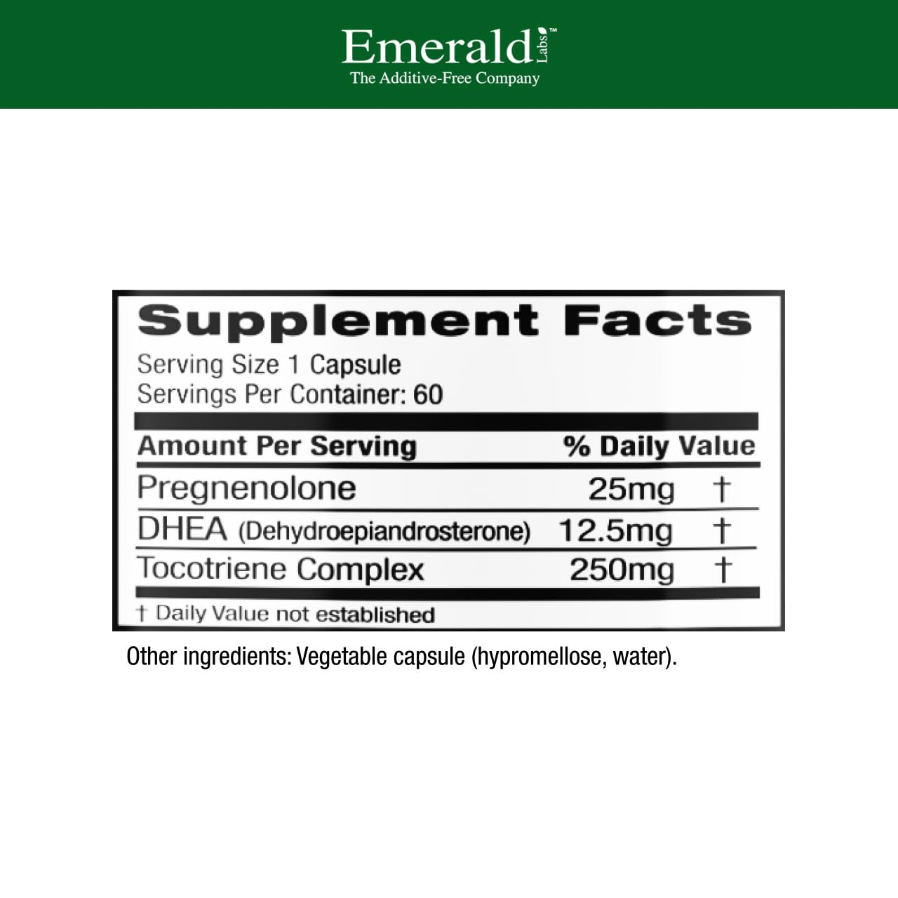 Emerald Labs cápsulas vegetales para uso diario con posible apoyo cerebral.
