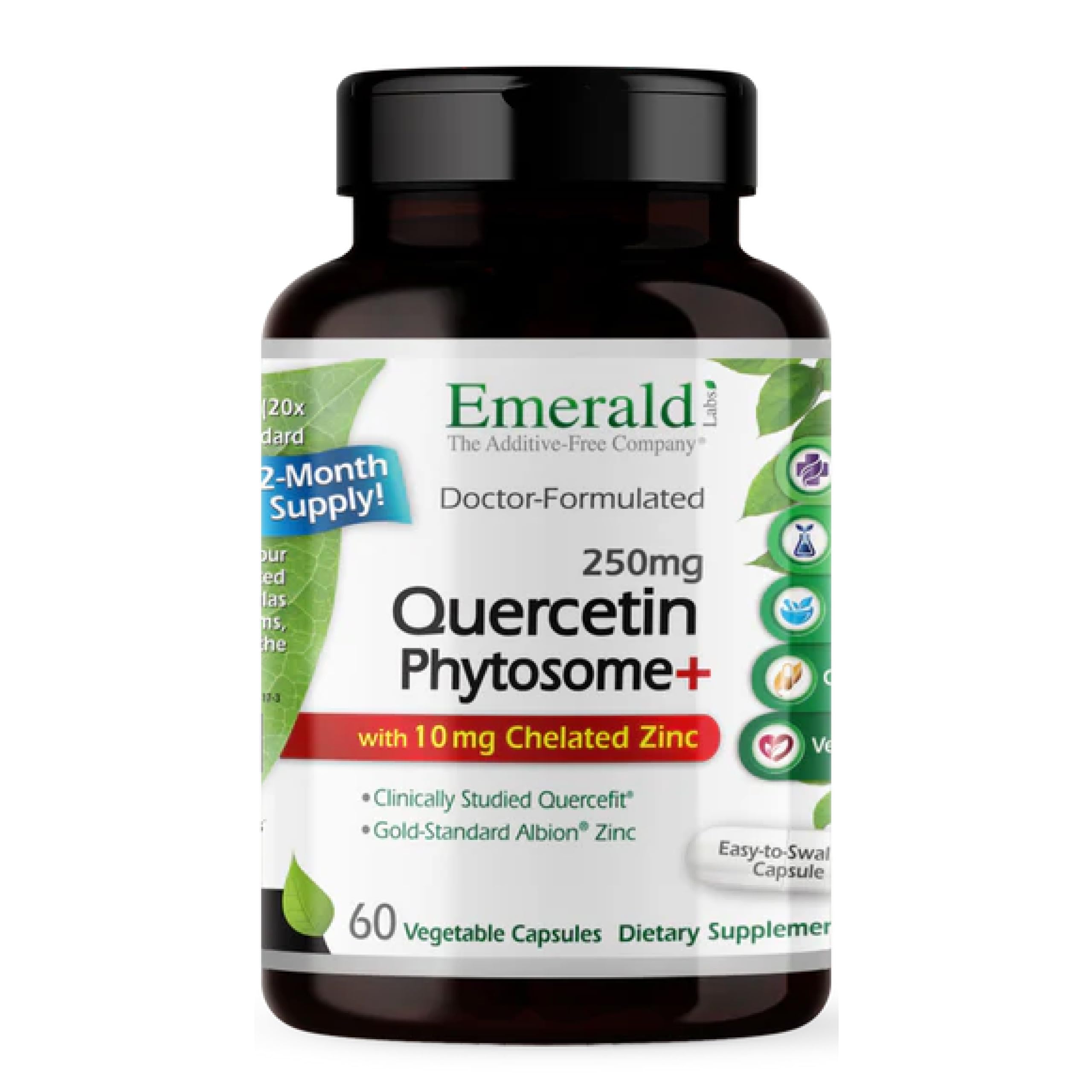 EMERALD LABS Quercetina Phytosome Más en botella, apoyo inmune natural y antioxidante.