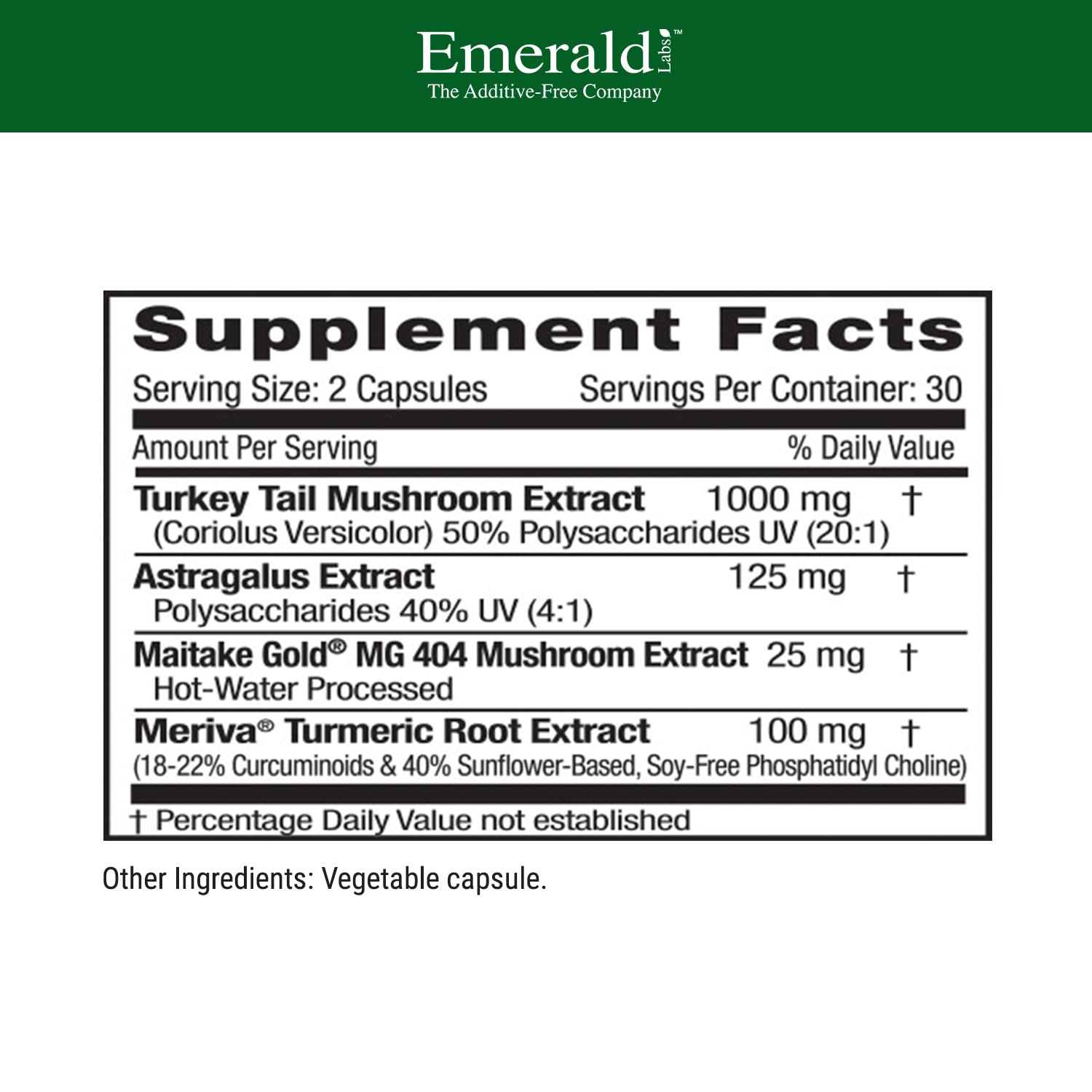 EMERALD LABS S Deep Immune Health, cápsulas visibles dentro de la botella para uso diario.