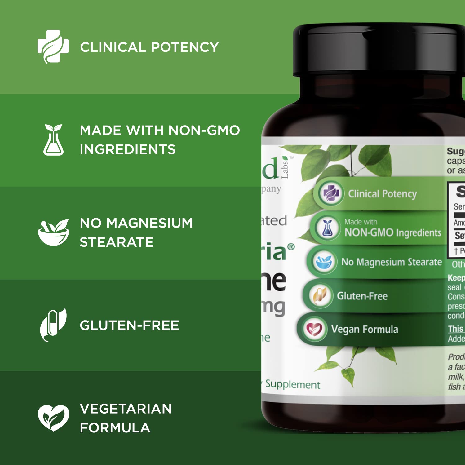 EMERALD LABS Setria L-Glutathione: cápsulas en vaso, dosis diaria fácil.