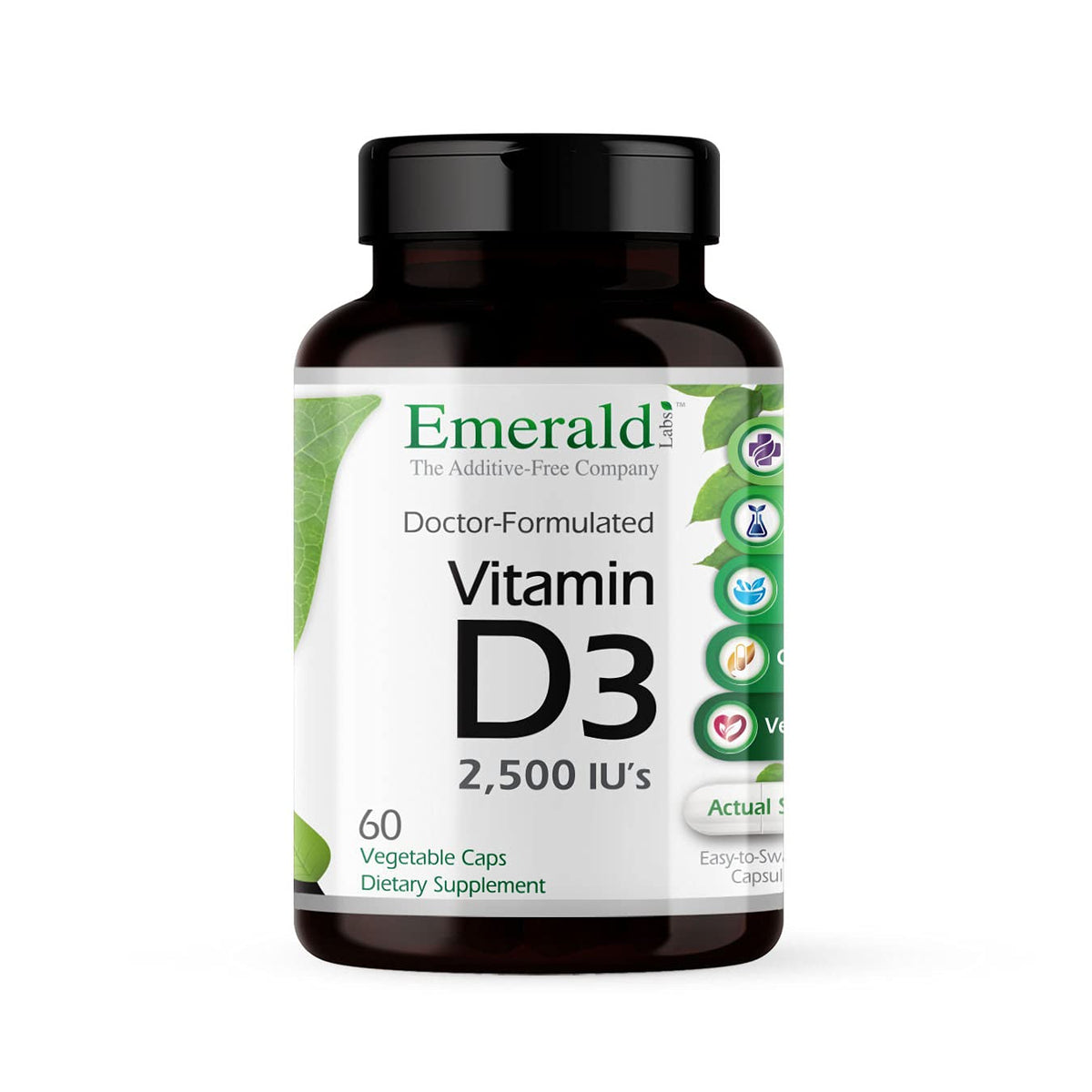 Emerald Labs Vitamina D3 2500 UI, bote, apoyo a huesos y dientes saludables