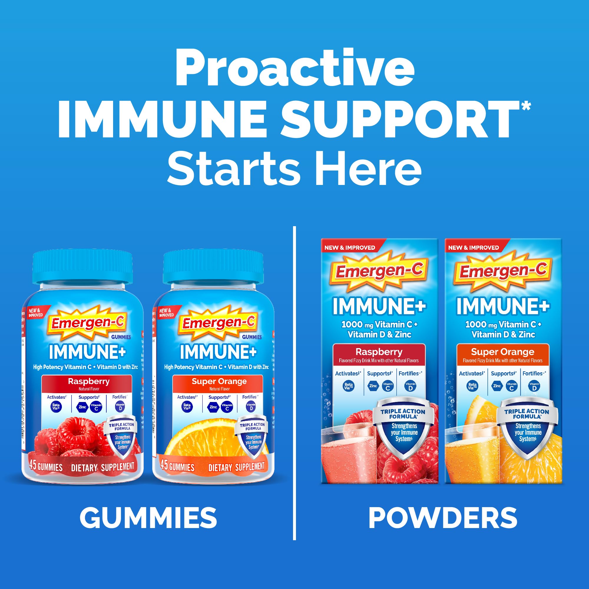 Emergen-C Immune+ frutos de saúco y antioxidantes para bienestar.
