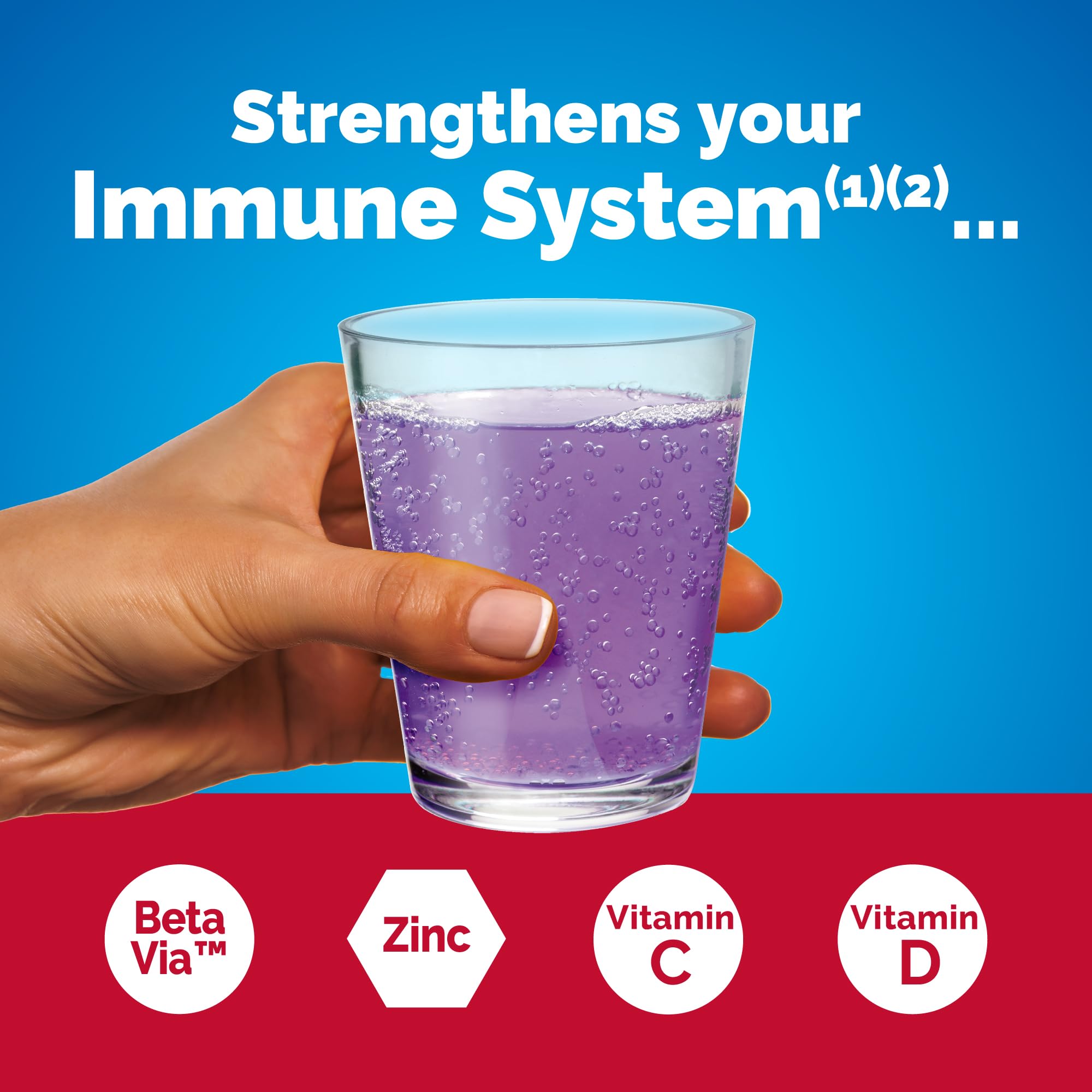 Emergen-C Immune+ con saúco y frutas, ingredientes naturales.