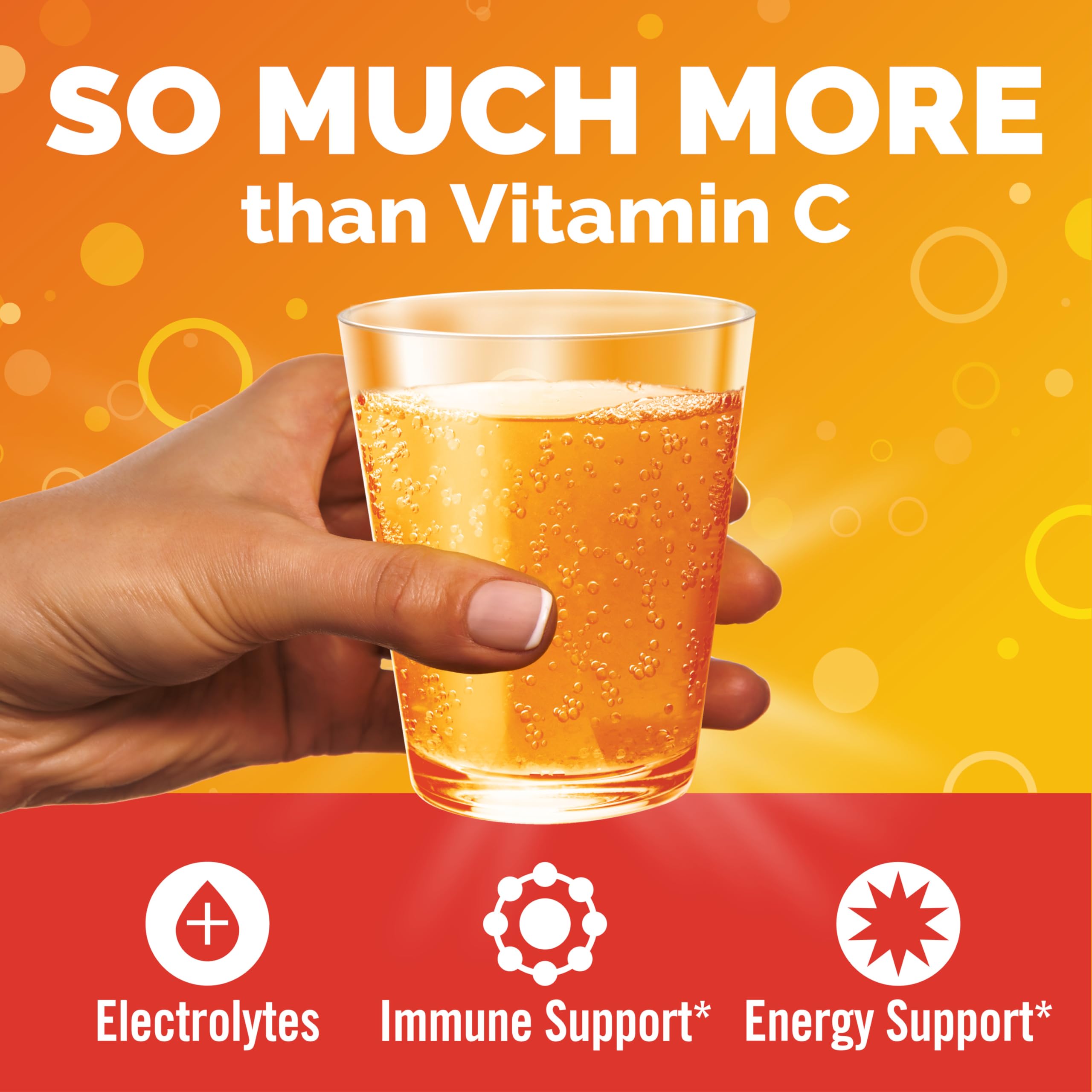Polvo de Emergen-C naranja soluble, disolución fácil en agua