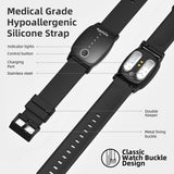 Contenido de la caja EmeTerm Explore: pulsera, cable y gel opcional.