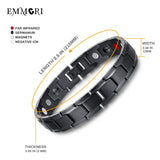 Pulsera magnética Emmori negra, cierre seguro, diseño hipoalergénico para uso diario.