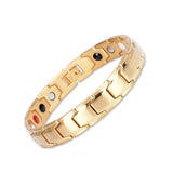 Pulsera magnética Emmori Ultra Dorado, vista frontal, comodidad diaria y estilo elegante.