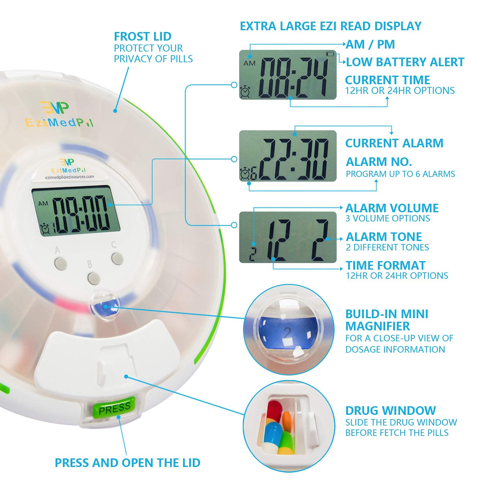 EMP EZIMEDPIL carrusel removible para rellenar medicamentos cómodamente.