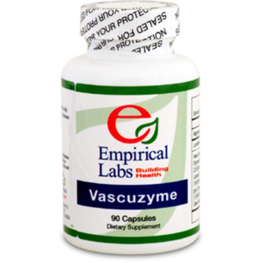 Frasco de Vascuzyme de Empirical Labs con cápsulas para apoyo digestivo.