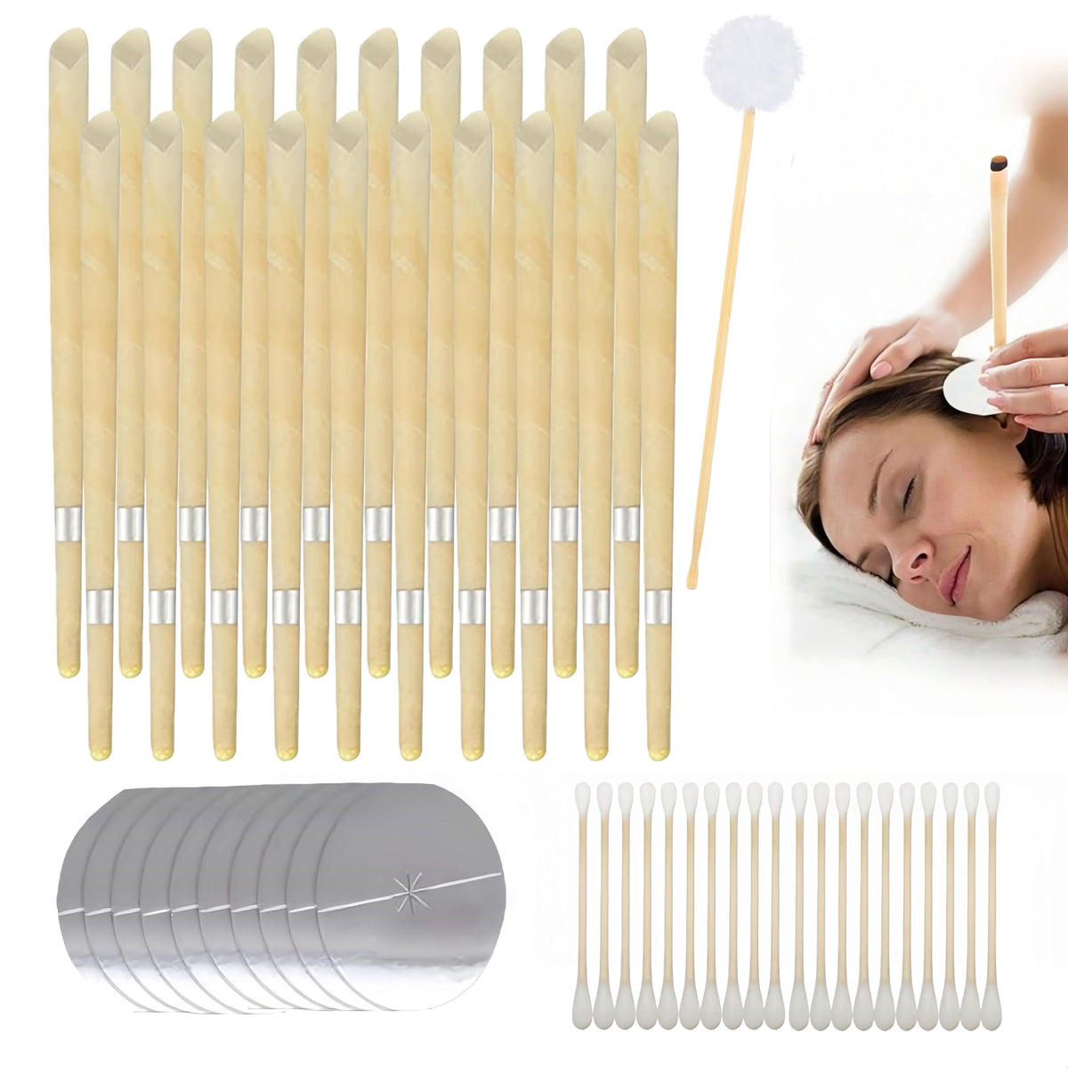 Kit EMRPQN de velas para orejas: paquete de 20 para limpieza suave en casa.