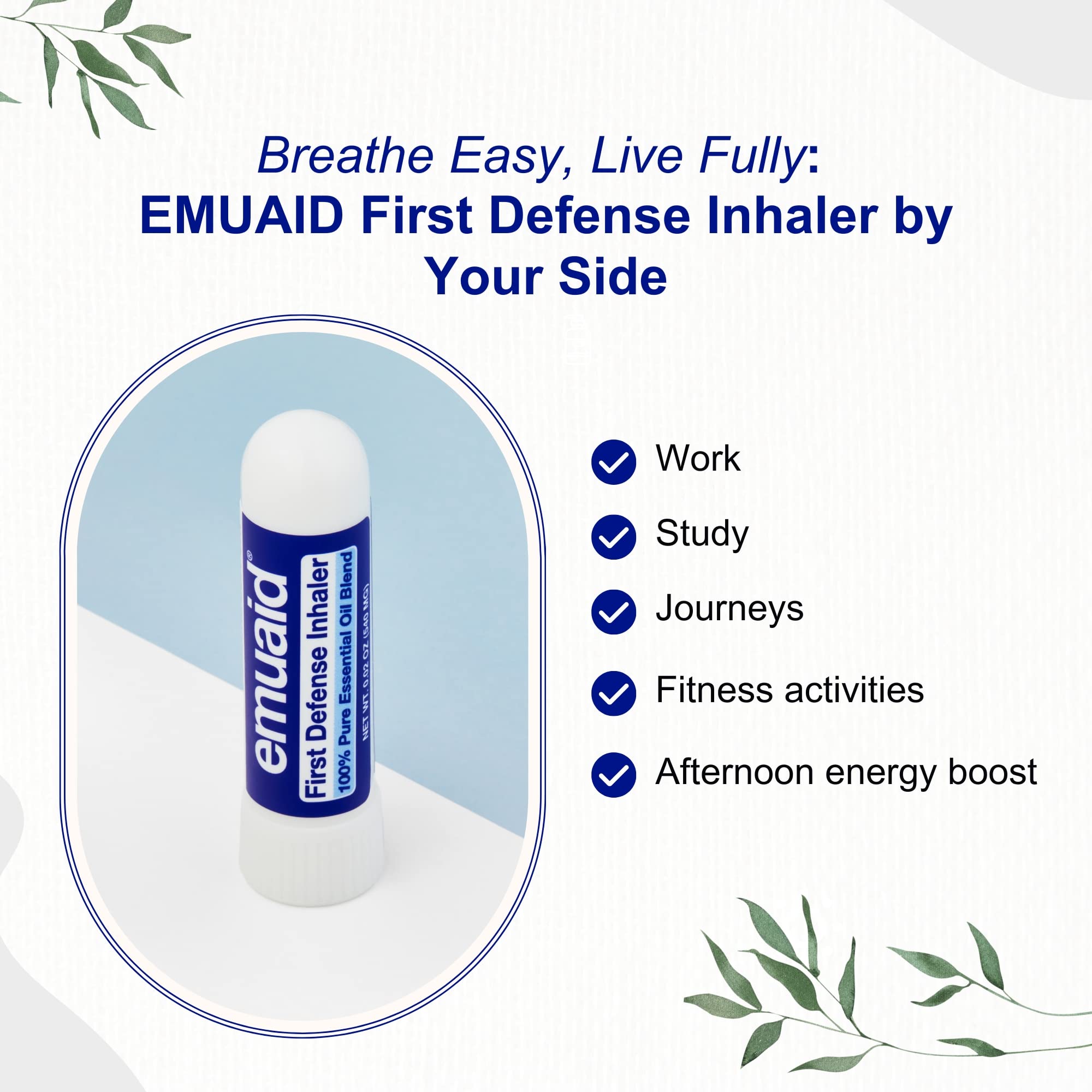 emuaid primer defensa inhalador nasal para casa viaje o trabajo, confort respiratorio.
