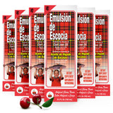 Emulsion de Escocia sabor cereza, botella 6-pack para niños, apoyo al crecimiento saludable.
