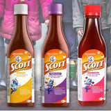 Dosis diaria fácil para niños con Emulsión de Scott, sabor cereza
