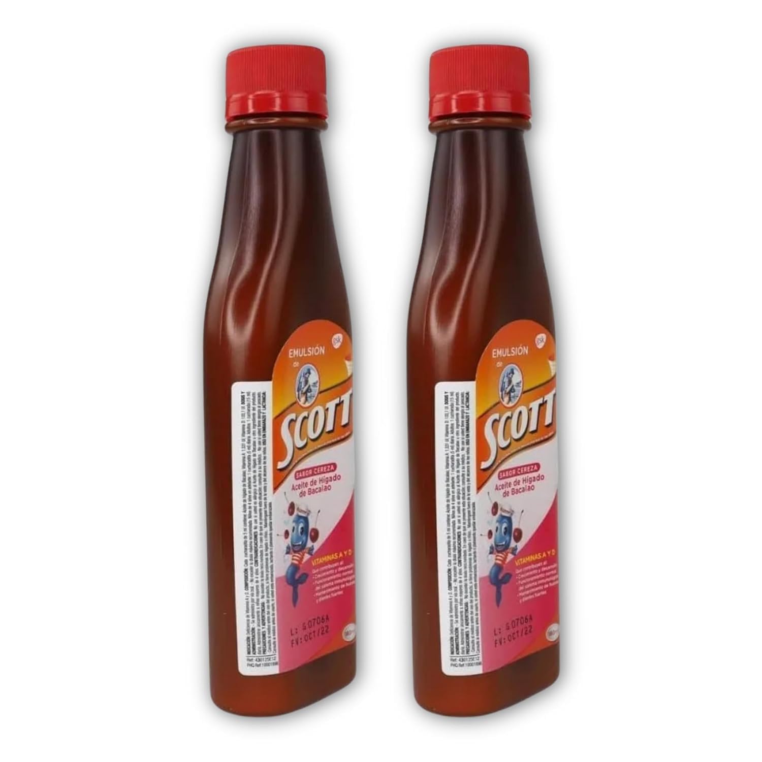Pack de dos botes de Emulsión de Scott de 180 ml listos para el uso diario