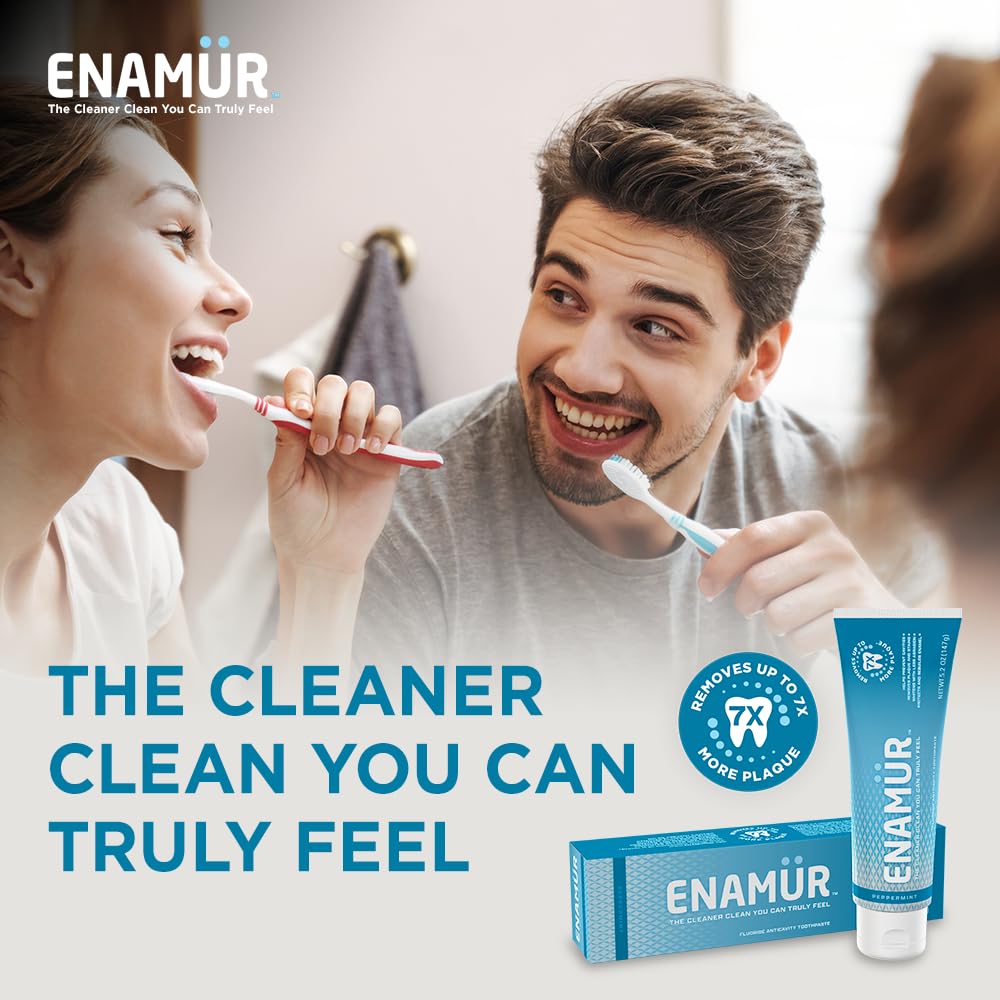 ENAMUR pasta de dientes con fórmula premium sin peróxidos ni blanqueadores agresivos.