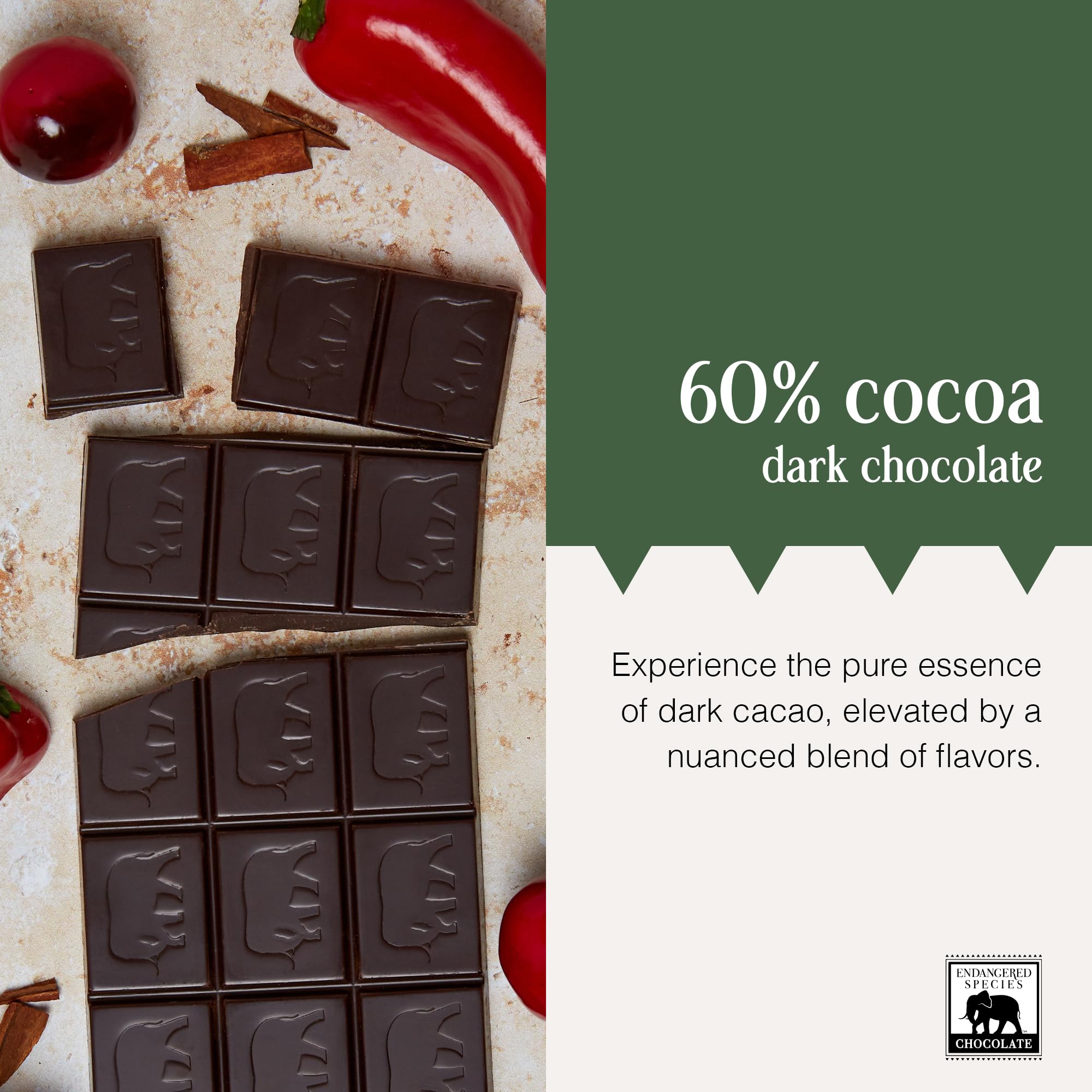 Etiqueta sin gluten de Endangered Species Chocolate, apta para intolerancias.