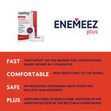Enemeez Docusol Plus enema con benzocaína para aliviar el dolor.