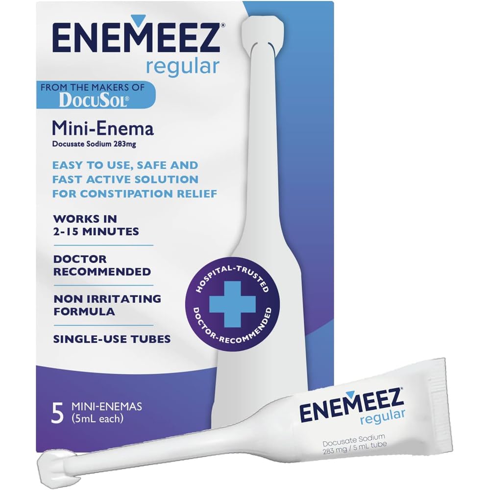 Enemeez enema mini-docusato-sodio, alivio rápido en casa para estreñimiento ocasional.
