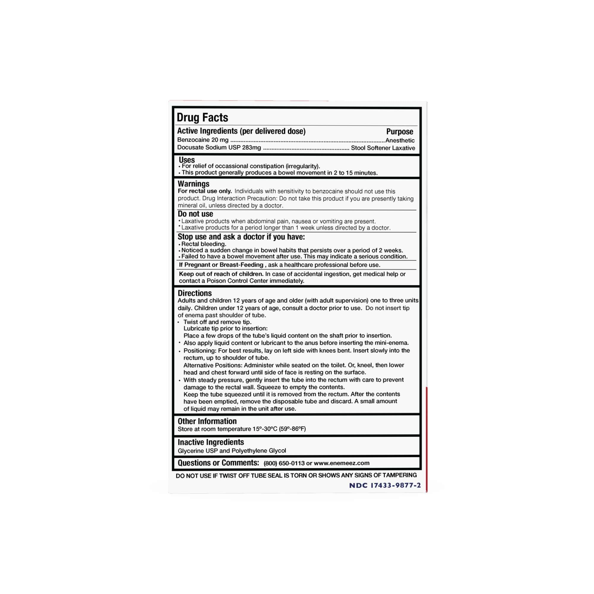 Enemeez Plus Tubo de 5ml con aplicación fácil para formar heces blandas.
