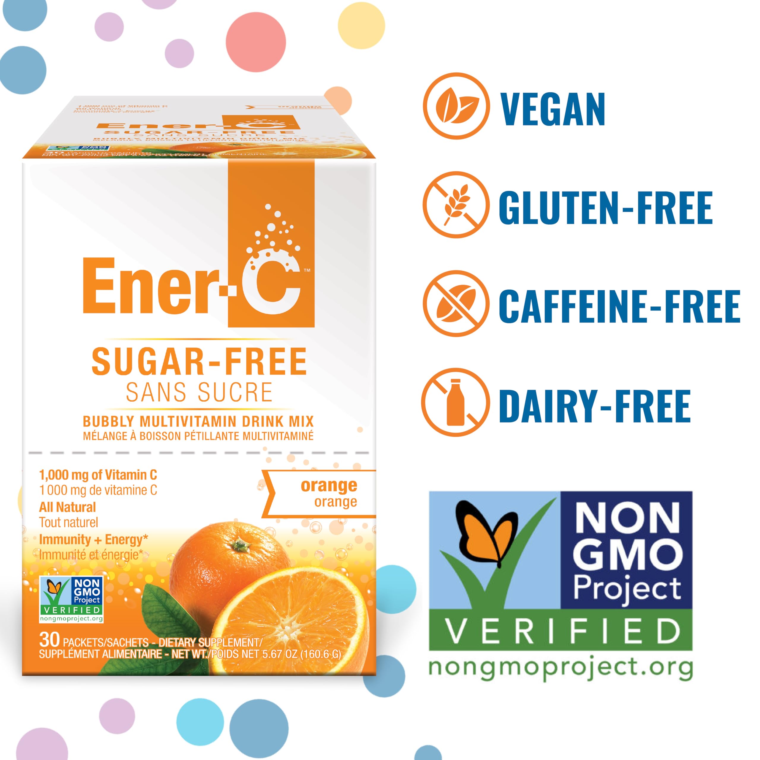Ener-C paquetes de hidratación sabor naranja, prácticos para recargar energía durante el día.