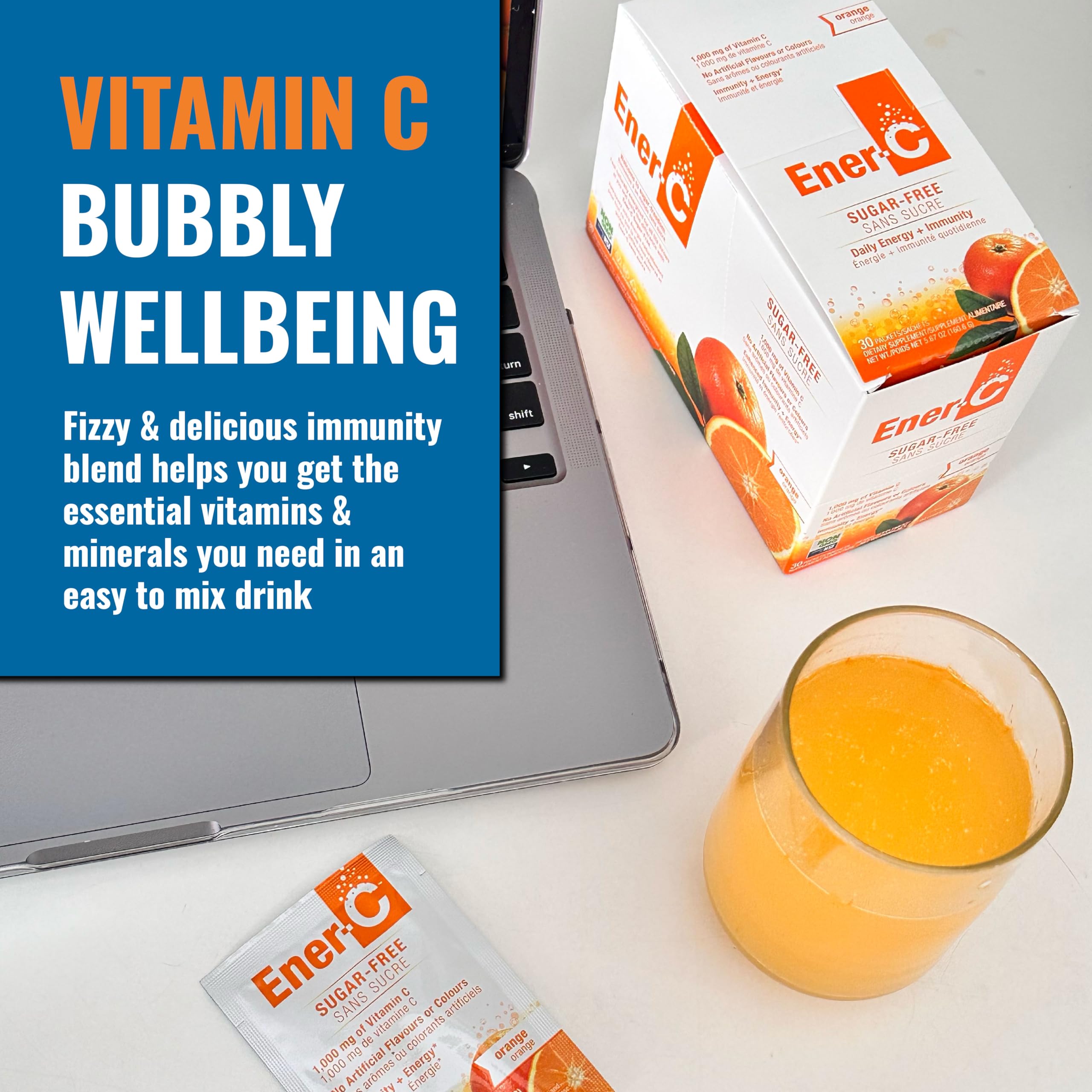 Ener-C vitamina C 1000 mg y B12 para energía diaria.