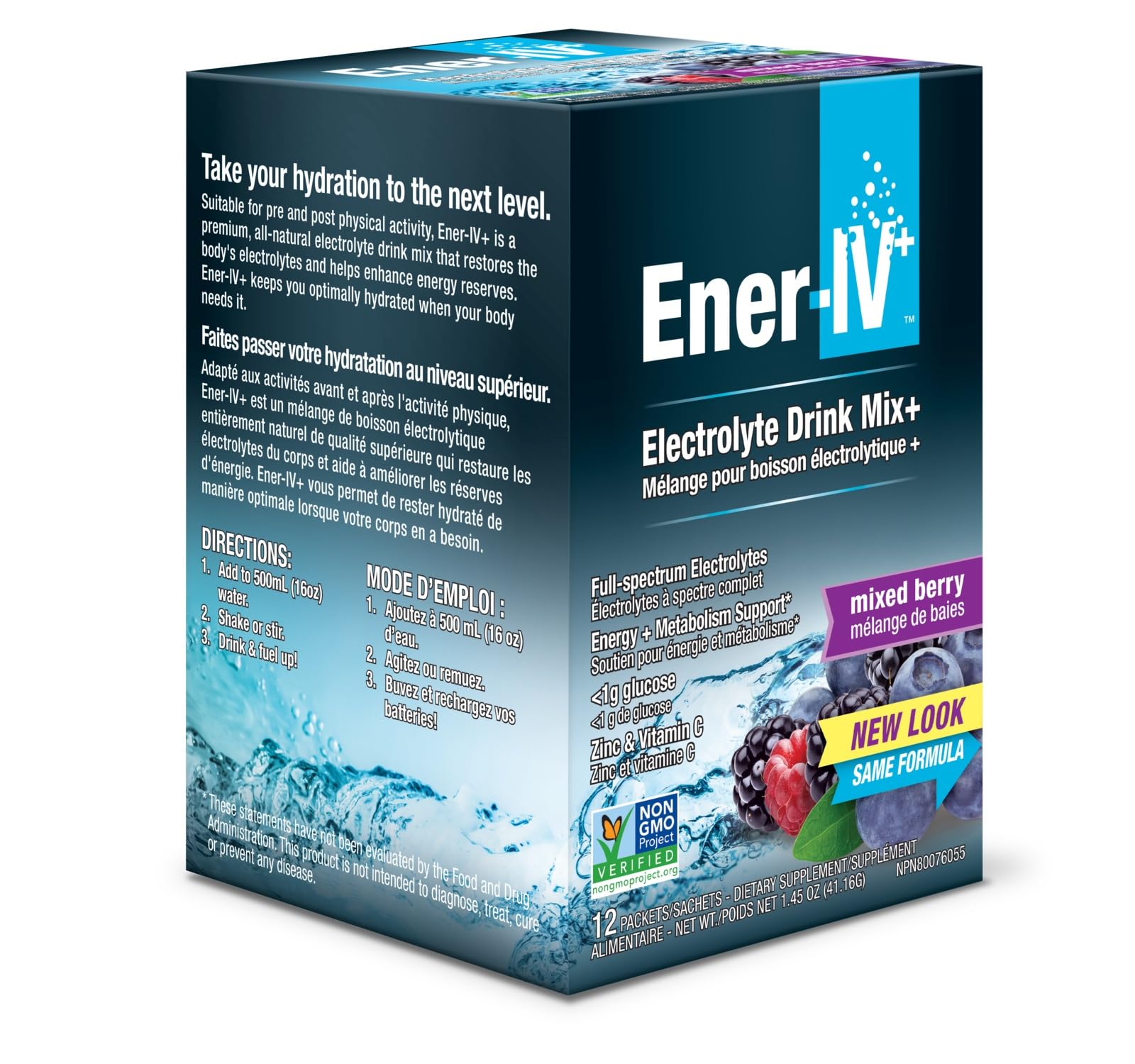 Ener-Life EnerIV empaque de sobres para hidratación durante entrenamientos