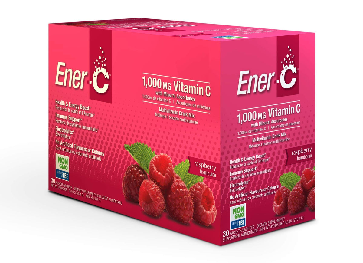 Ener-Life Frambuesa: sobre efervescente que se disuelve rápido para energía diaria.