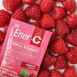 Ener-Life Frambuesa: vaso con bebida lista para hidratación durante el día.