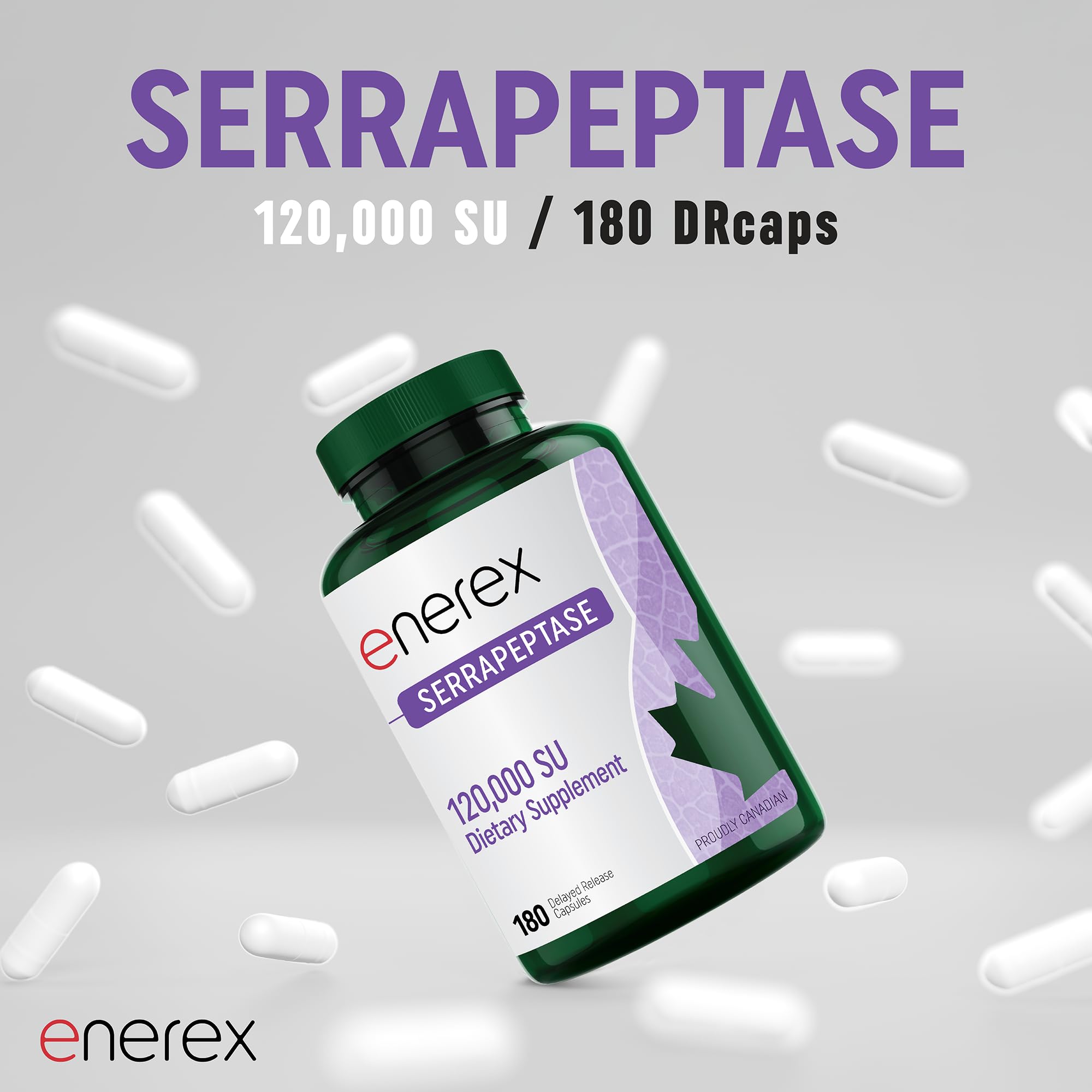 ENEREX Serrrapeptasa: cápsulas de liberación retardada para entrega gradual en el intestino.