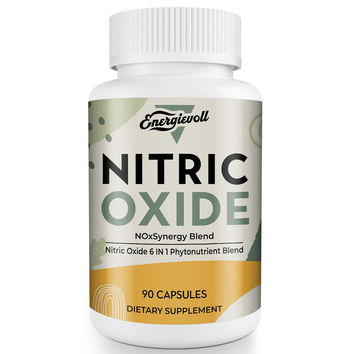 Energievoll oxido nitrico, botella frontal, apoyo a la energía diaria.