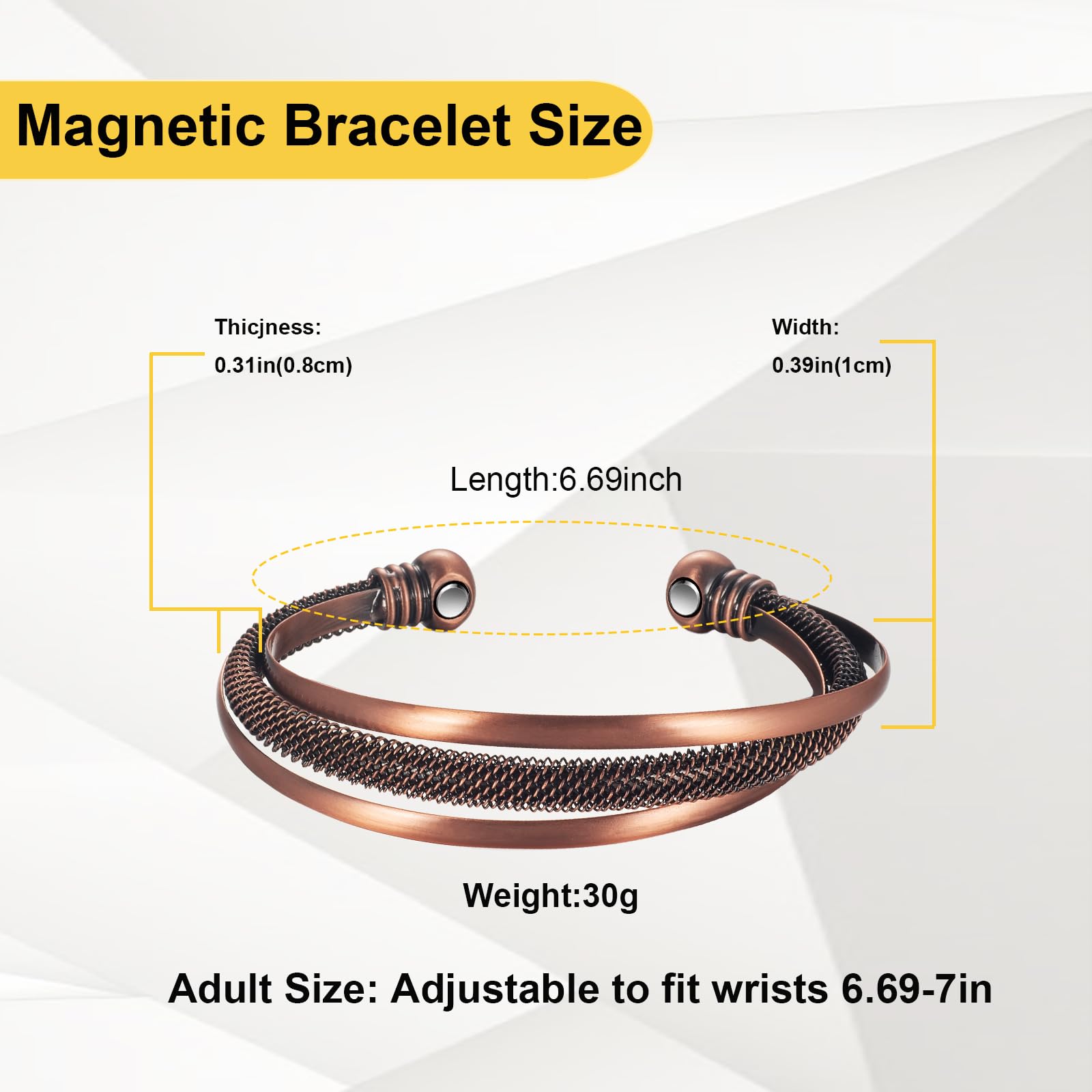 Diseño exquisito de EnerMagiX, pulsera de cobre para completar cualquier outfit.
